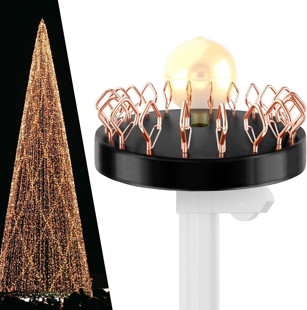 Christmas Tree Flagpole Topper Light Hook 20 Hooks Outdoor Holiday Lights